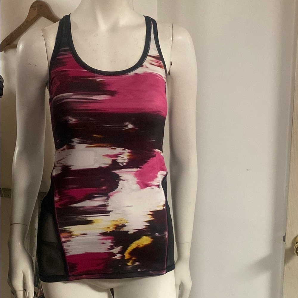 Lululemon Pink and Black Mesh Tank Top